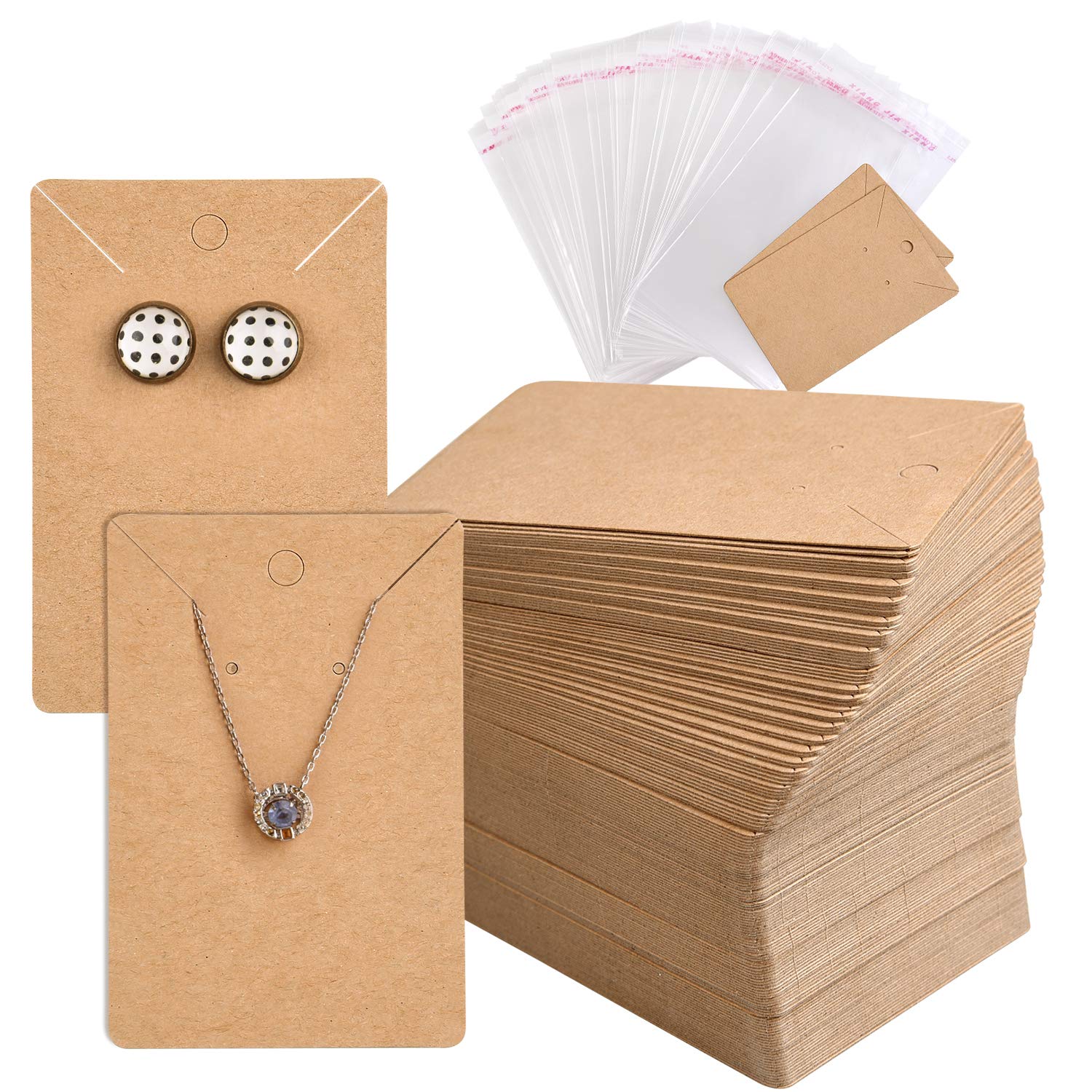 25pcs Earring Display Cards with 25pcs Clear Poly Bags – Jewelry Display Packaging for Earrings, Studs & Small Accessories
