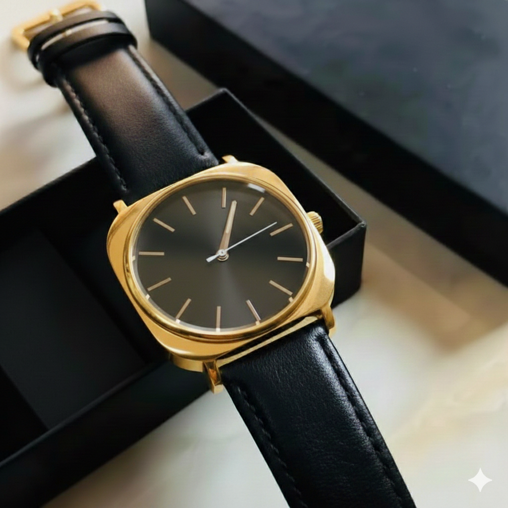Twin Shop Watch for Men and Boys Leather Strap Quartz Watch Square Dial Sports and Casual Style Multiple Colors