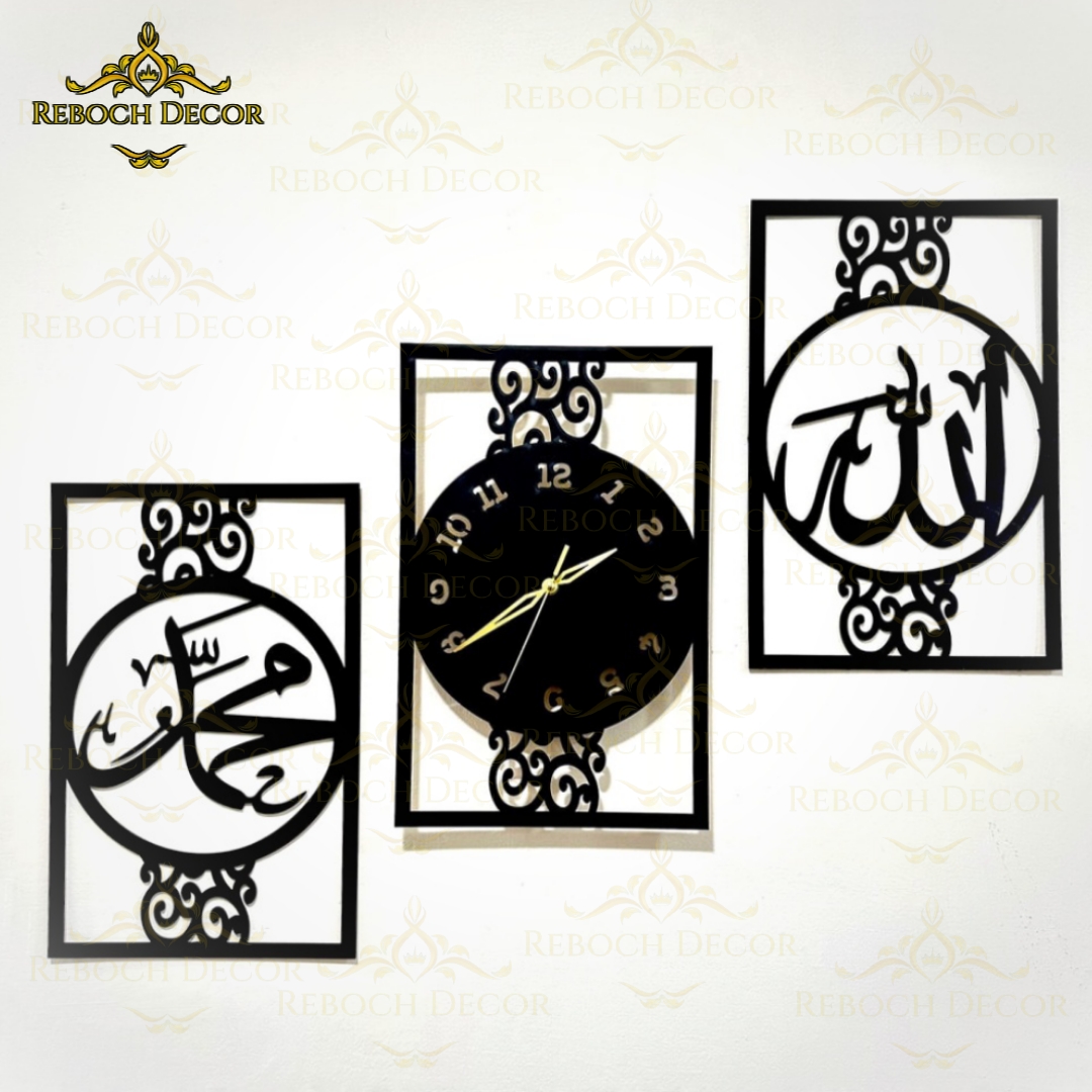 Reboch Decor Brand High Quality Wooden Wall Clock with Beautiful Design Wooden Wall Art | Premium Design Wooden Wall Clock For Offices anf household with beautiful wall arts