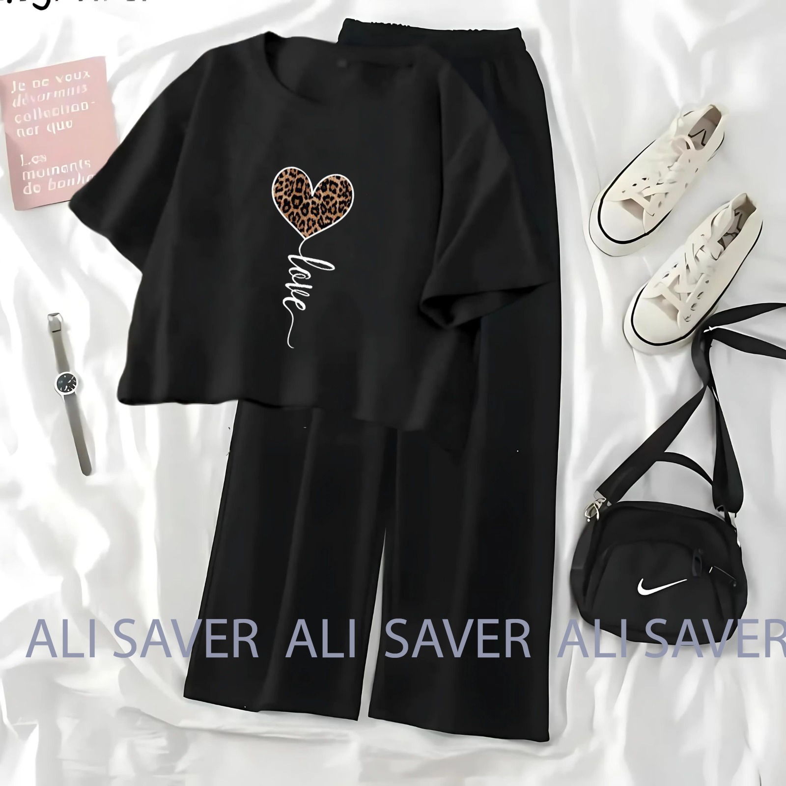 ALISAVER High Quality Tee And Flapper Crop Top Casual Suits For Women Premium Quality
