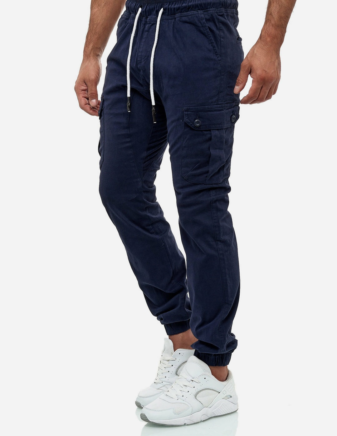 HashBack Men's Cargo Jogger Trousers Multicolor Cotton Summer 6-Pocket Elasticated Bottom Stylish Fit
