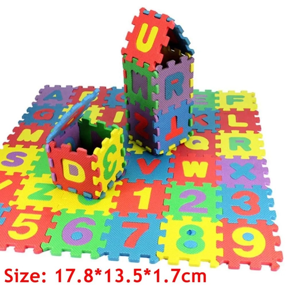 36 Pieces Mini EVA Foam Alphabet Letters Numbers Mat Baby Soft Mat 3D Puzzle Educational Toys for Children