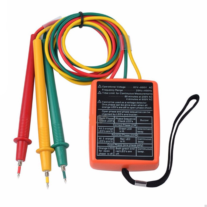 New 3 Phase Sequence Rotation Tester Indicator Detector Meter LED ...