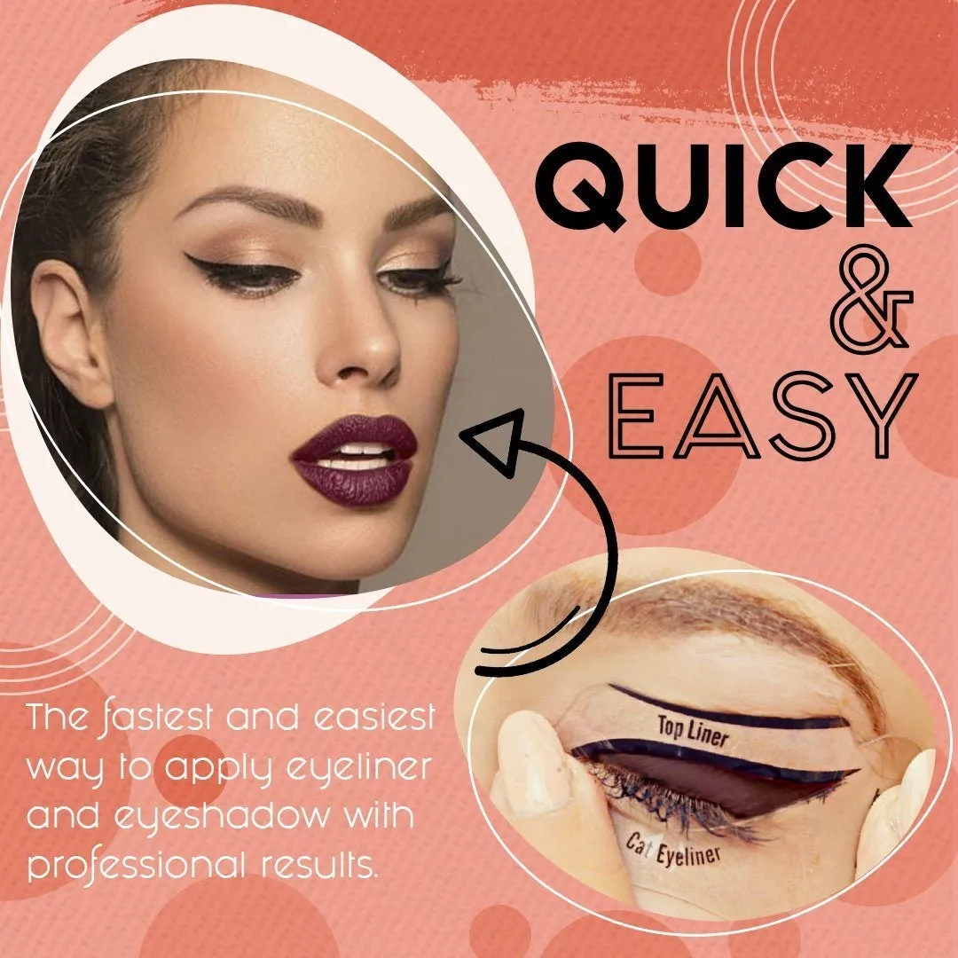 6Pcs Eyeliner Stencils Set – Cat Eye Winged Eyeliner Stencil Tool | Reusable Adhesive Eyeliner Guide Sticker | Smokey Eye, Bottom Line & Perfect Wing Shape Makeup Tool for Beginners & Professionals