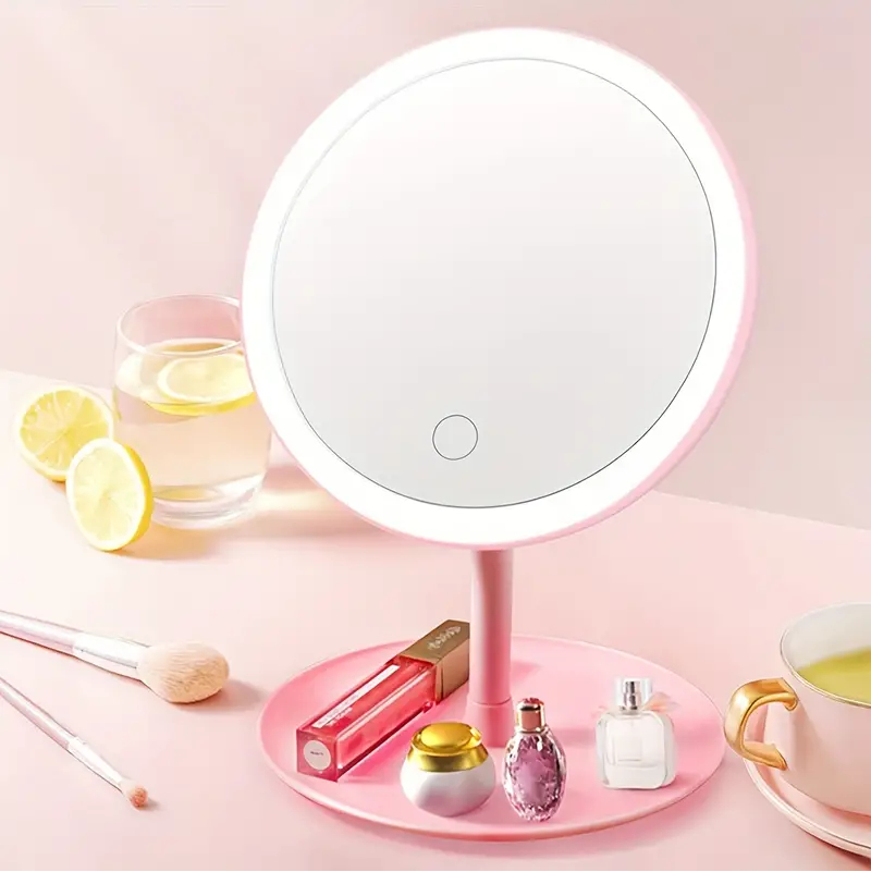 LED Makeup Mirror with Lights Touch Control | Adjustable Brightness Vanity Mirror | Portable Cosmetic Mirror for Dressing Table