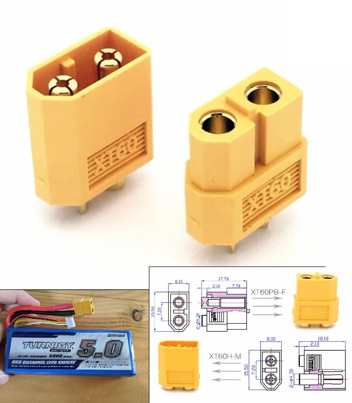 XT60 Bullet Connectors plugs Male-Female RC lipo battery connector