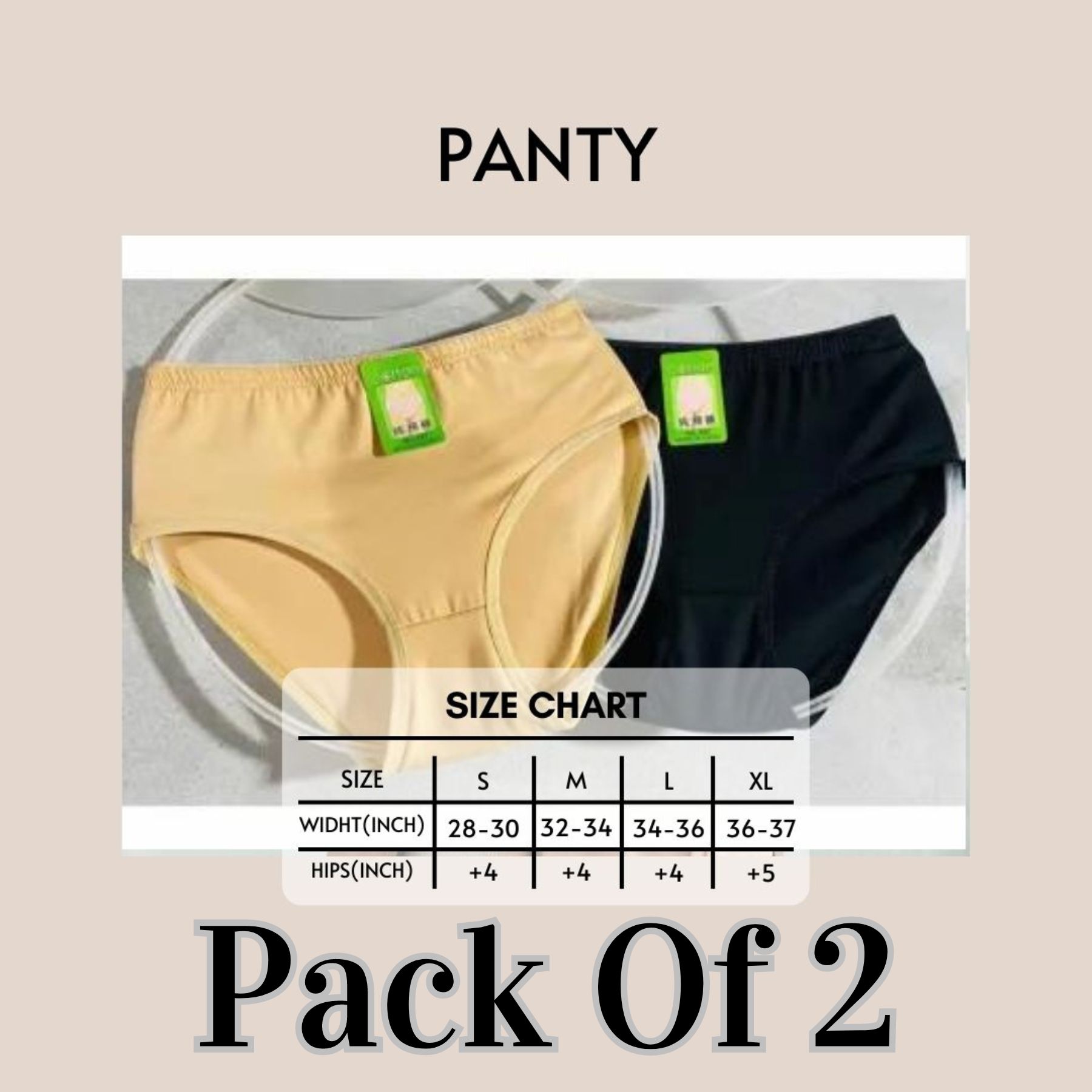 Pack of 2 Soft Cotton Jersey  Panties for Girls Women| Black Skin Color | Underware For Girls