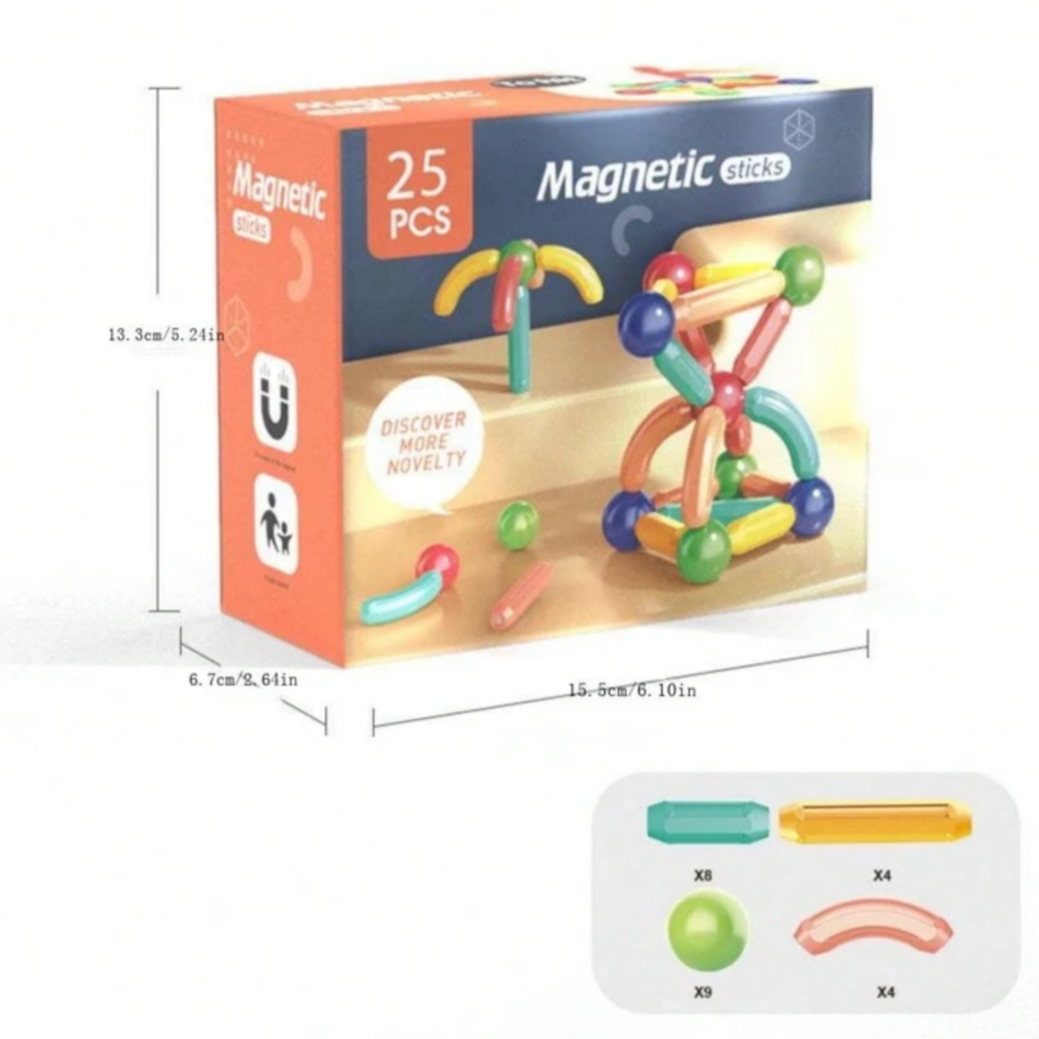 Magnetic Toys Building Blocks  36/42/64/25 Pcs Kids Magnet Balls and Rods Set  Toddler STEM Sticks Toy  Learning Educational Block Games Stacking Toys for Boy Girl Age 3+ Years Old Preschool