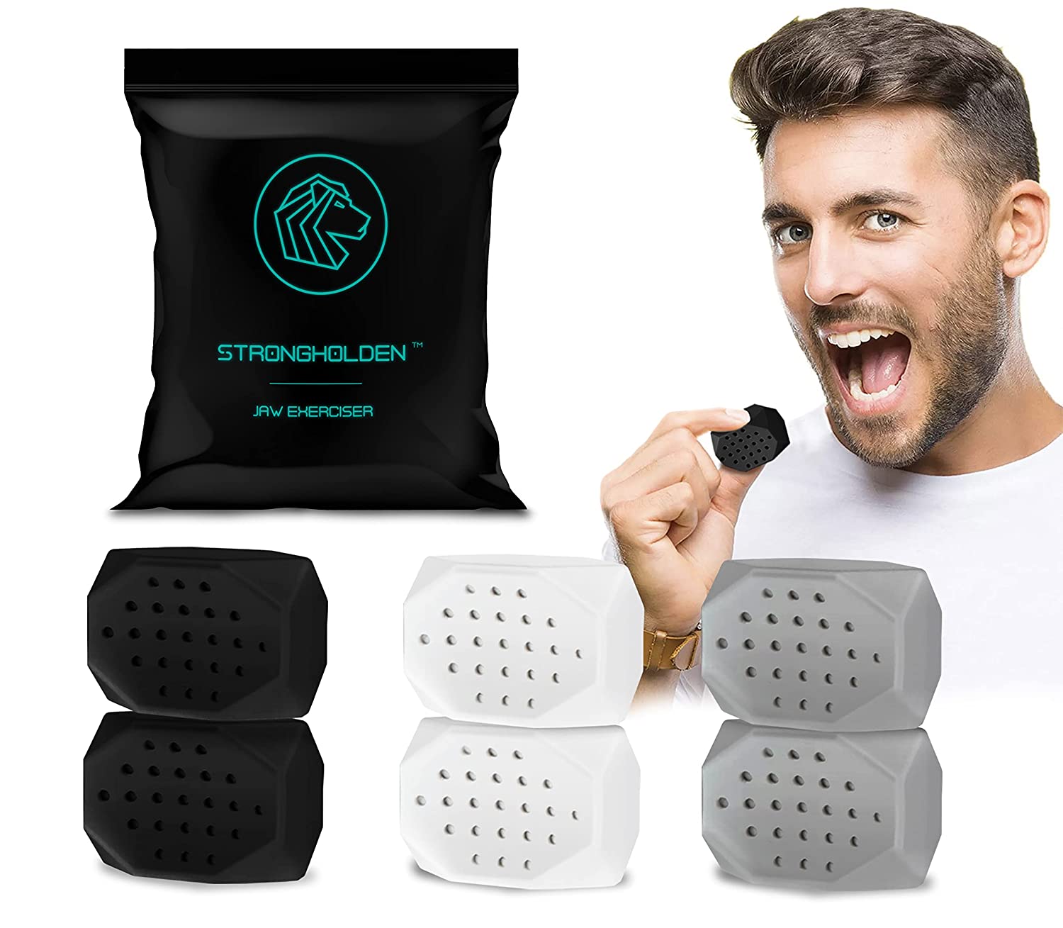 2 pcs Jawline Face Massager Jawrsize Muscle Men Mouth Exerciser Chew Ball Bite Breaker Workout Fitness Face Massager Men jawline Denovo Mart