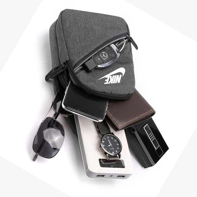 Casual Nylon Crossbody Sling Bag for Men with Multi-Pocket Design - Durable Travel Messenger Bag for iPhone