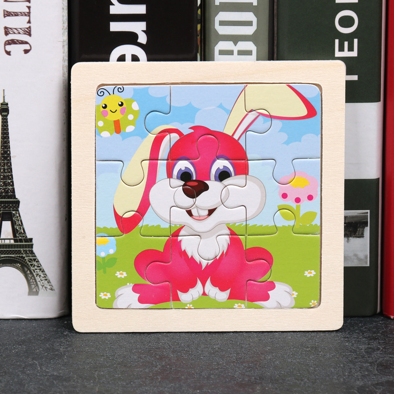 Montessori Wooden Picture Puzzles for Kids — 12 Colourful Animal Boards, 9-Piece Each for Hand-Eye & Problem Solving
