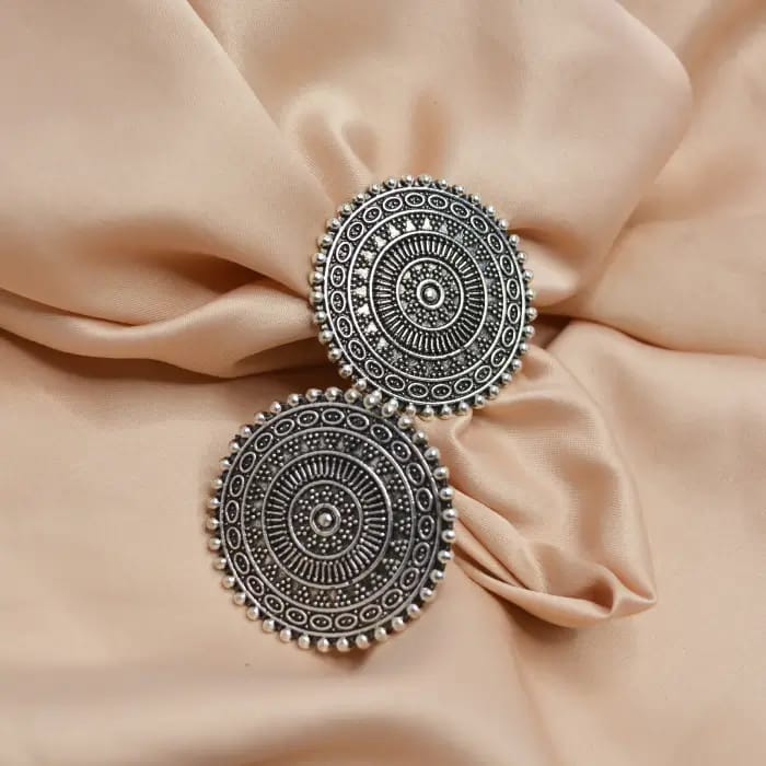 Elegant Silver Plated Round Rings | Ethnic Wear Jewelry For Girls / Woman