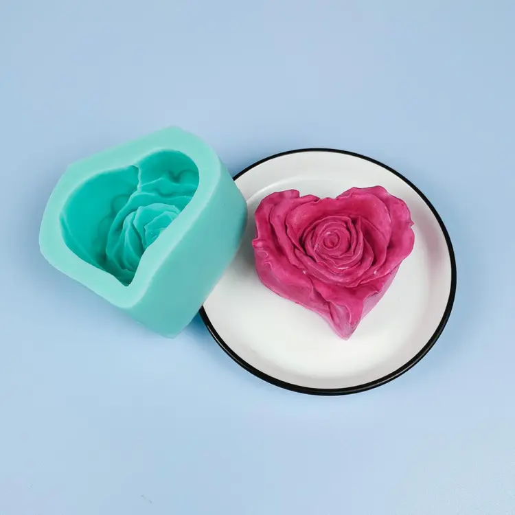 Valentine's Day Rose Heart Silicone Soap DIY Mold Hand Made Soap