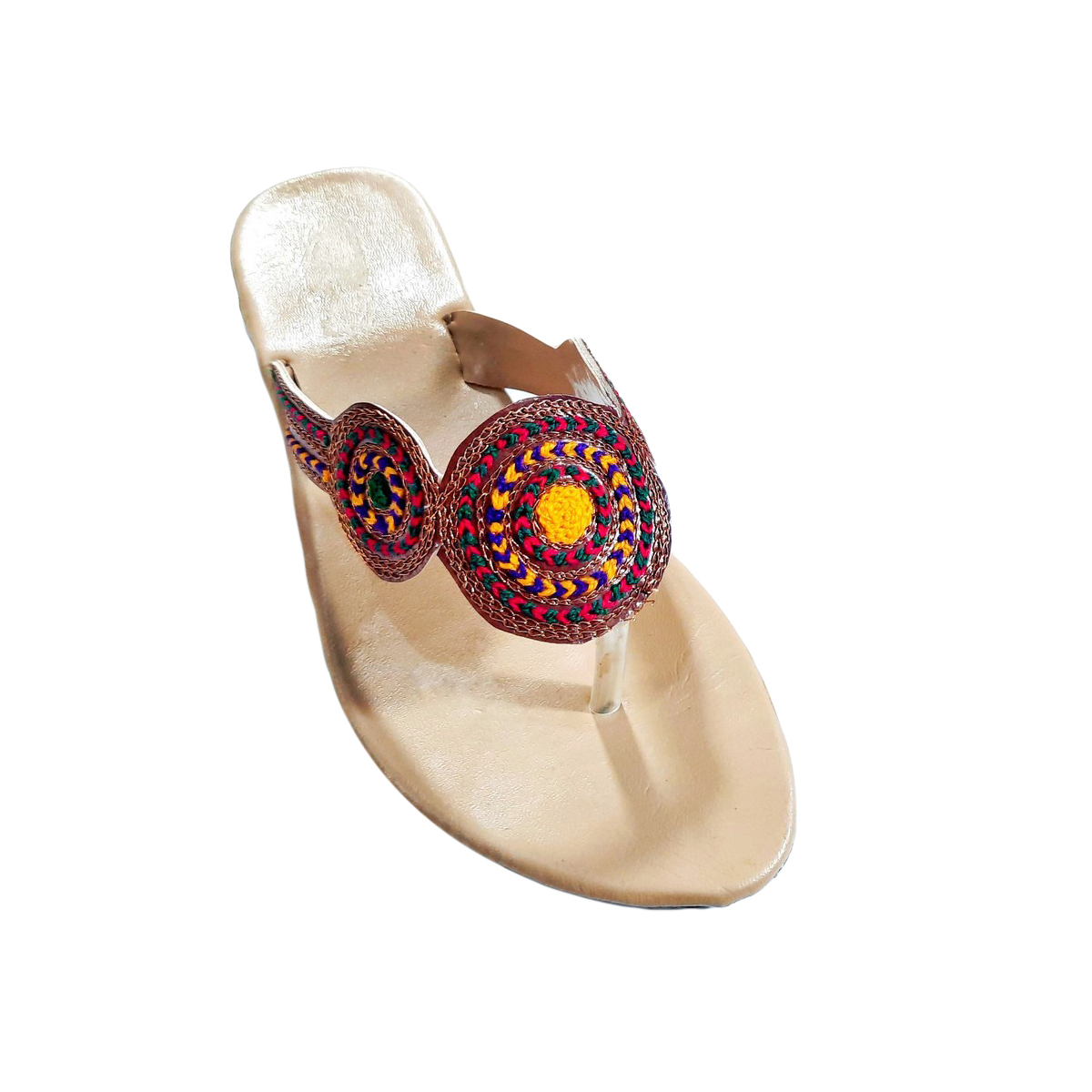 New Fancy Stylish Casual Ladies Slippers For Women And Girls Flat Sindhi Style Slipper Party Wedding Footwear ( Golden Brown and Cream )