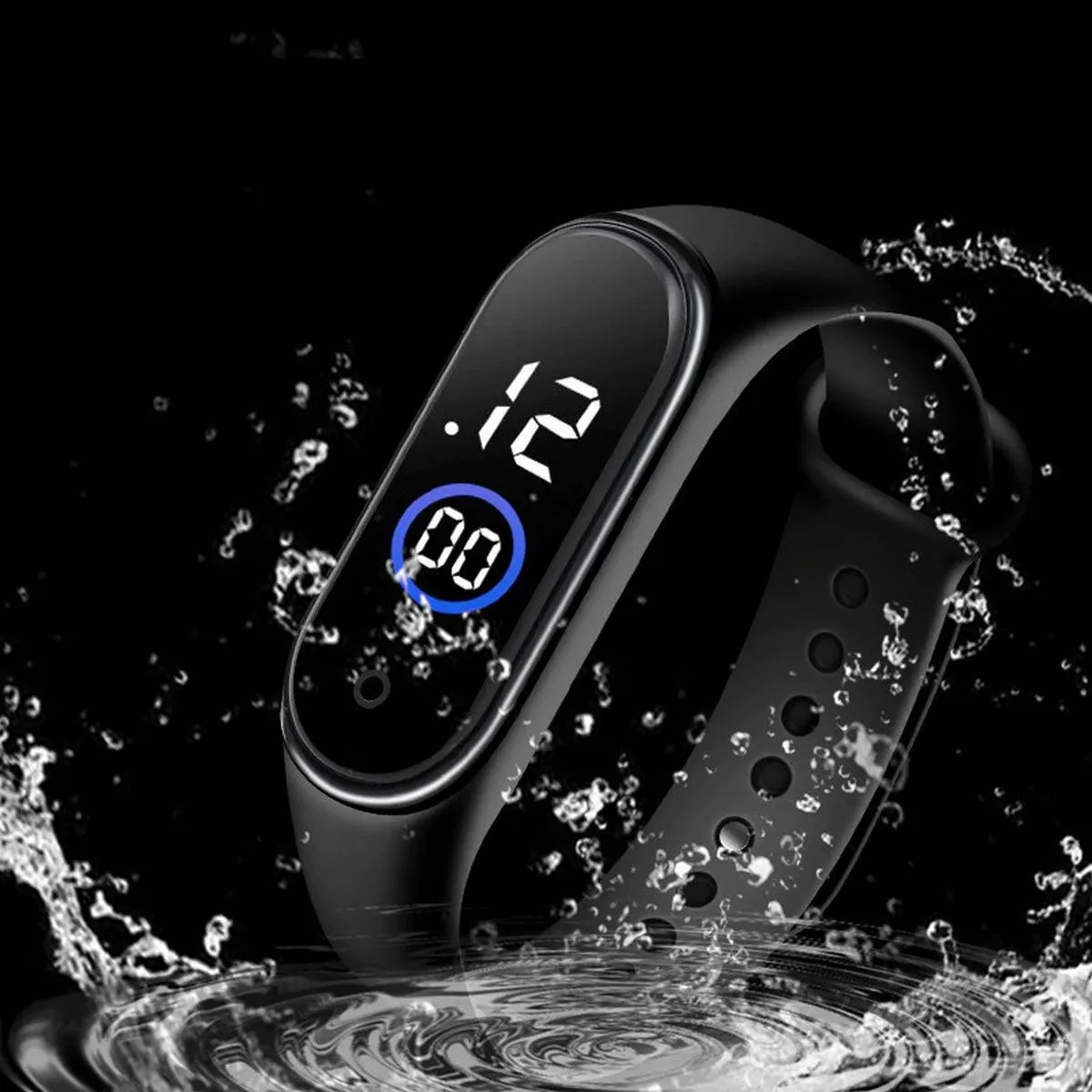 Pack of 2 Black Digital Square Wrist Watch LED Display watch For Men