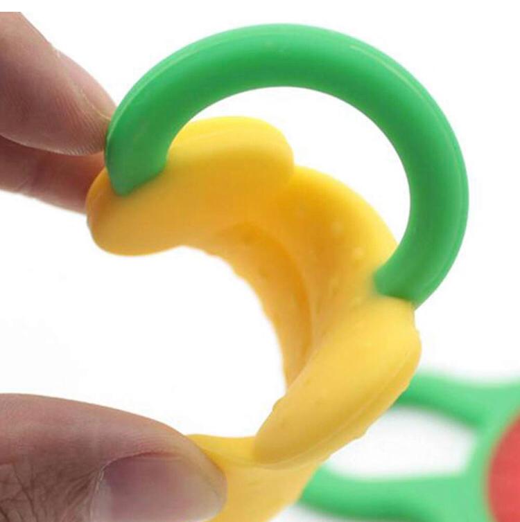 Silicone Baby Teether Toy BPA Free Soft Fruit Teething Ring Infant Tooth Development Soother Gentle Gum Relief Chewing Toy Easy Grip Handle Non Toxic Food Grade Silicone Teethers for Newborns Toddlers Babies Teeth Pain Relief Green Yellow Banana Shape