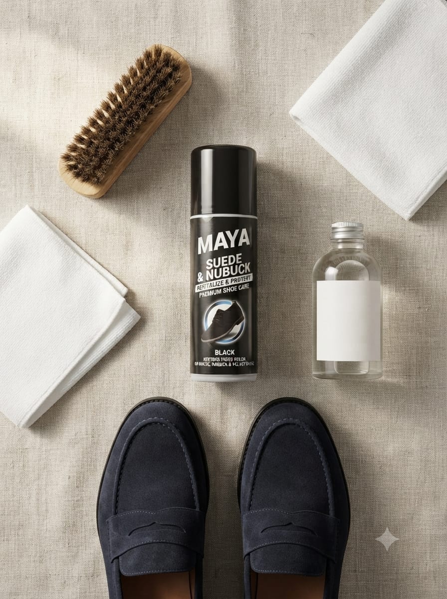 MAYA Black Suede Spray 250ml – Suede & Nubuck Cleaner, Color Restorer & Waterproof Renovator Spray for Men & Women Leather Shoes, Boots, Jackets & Bags