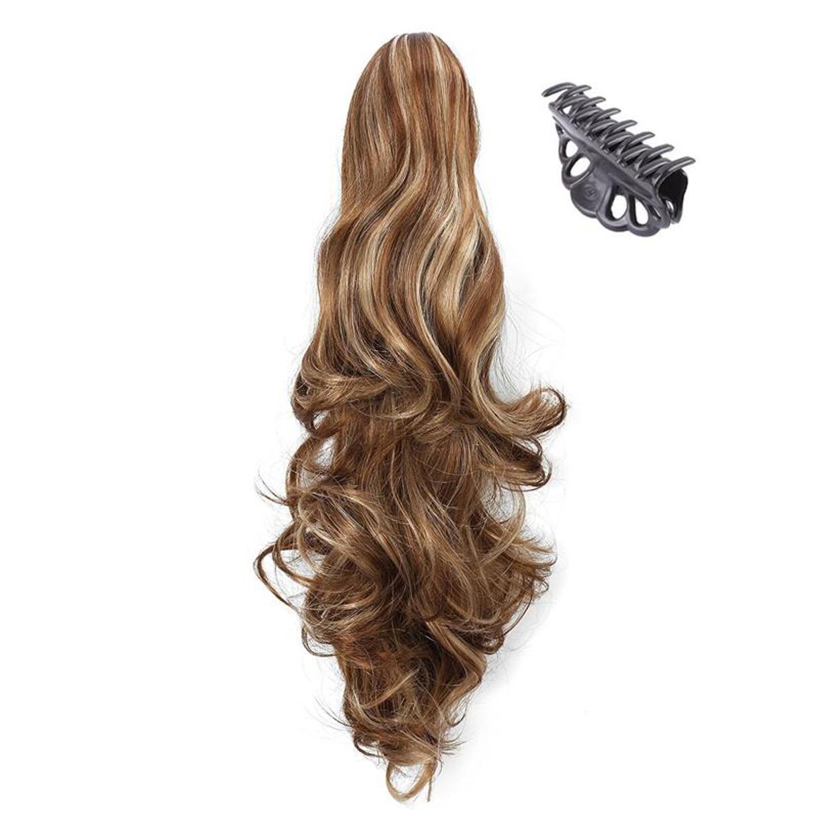 Golden Brown Curly Synthetic Clip InClaw Ponytail Hair Extension - Golden Brown