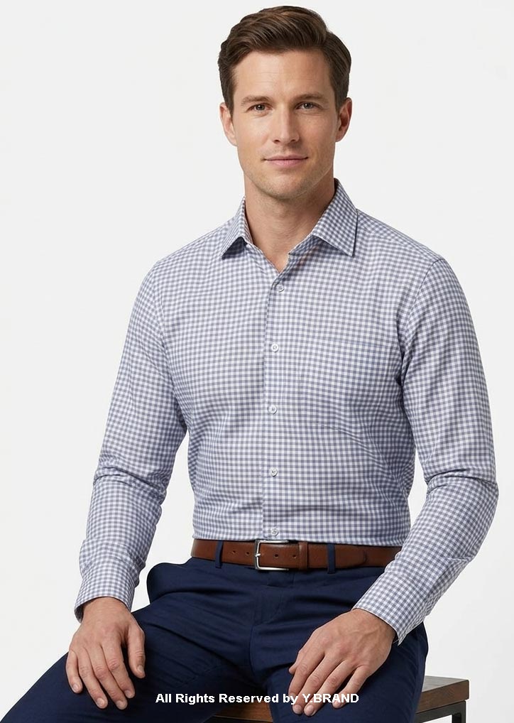 YBRAND- Royal classic three tone small check formal shirt For men FS-1030