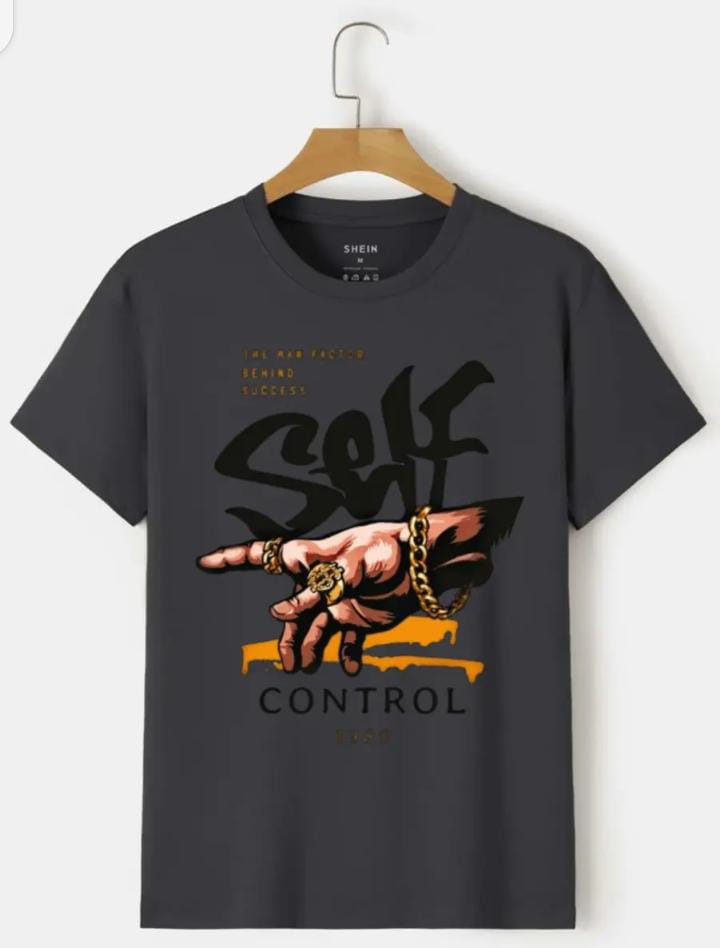 New Design Self Control Printed Tshirts For Men & Boys Summer Collection Tshirt
