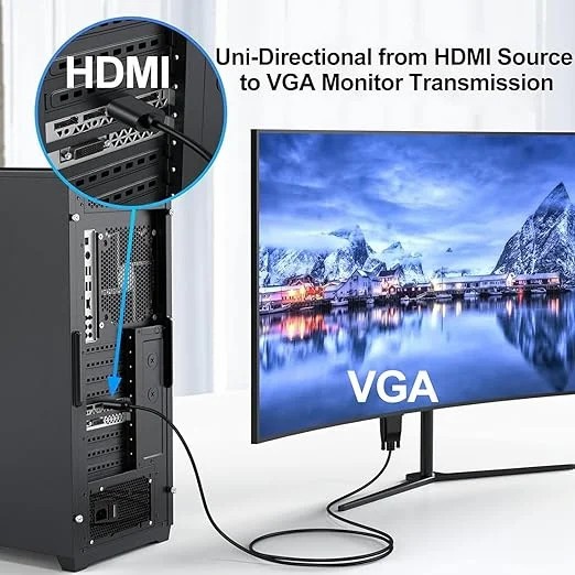 SpeedX HDMI TO VGA Cable 1080p 1.8 Meter Round HDMI to VGA Converter Cable 9 46e534e749018b72e171a1613a8fc20b