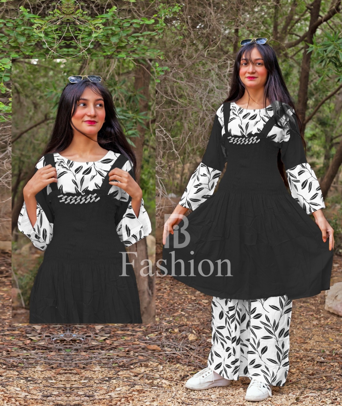 Anmol 3 Pc Stitched Summer lInen Skirt Inner Printed Shirt & Printed Trouser For Girls - Multicolor  Western Style Dress