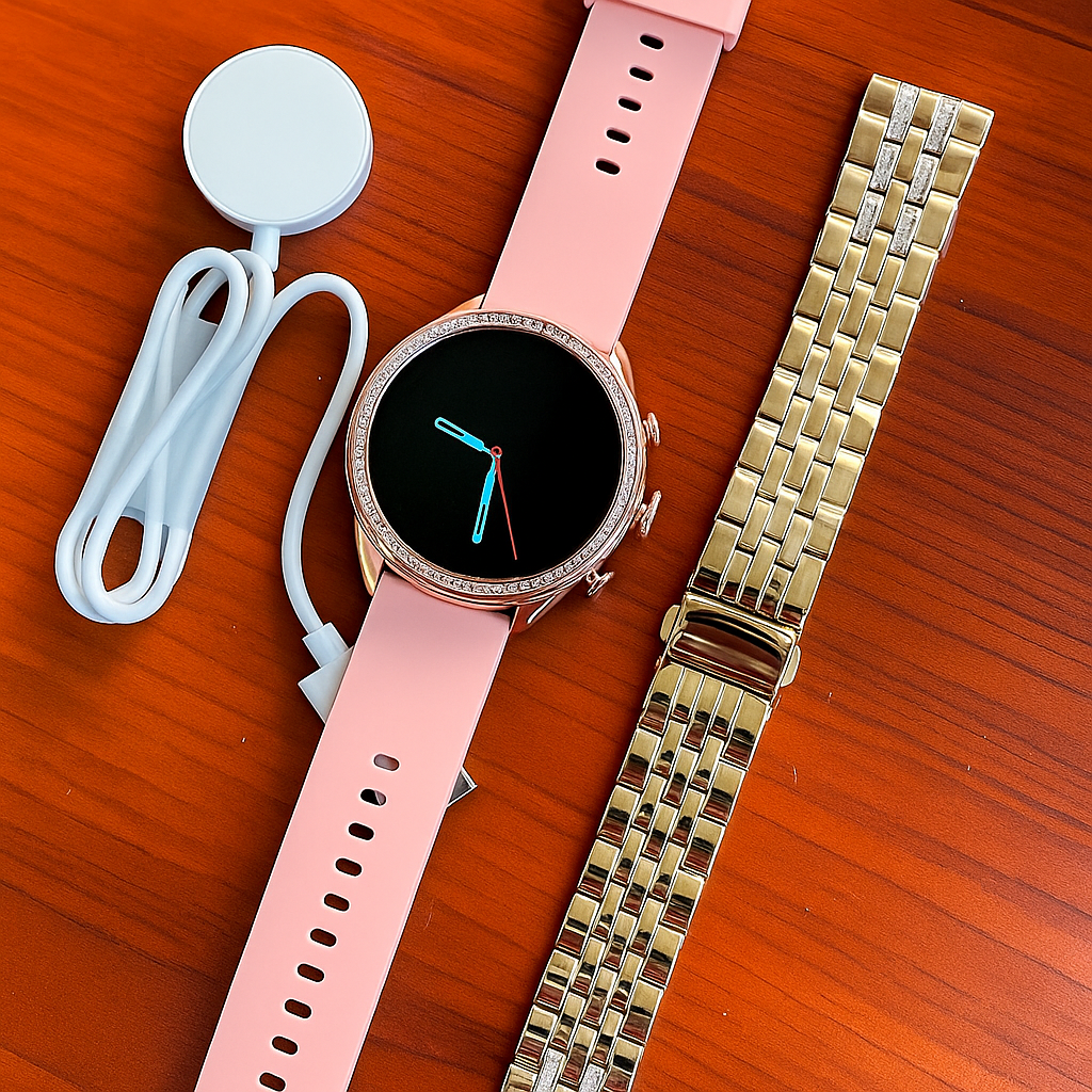 Smart Watch For Girls Gen9 – HD Display 1.3" Screen, Bluetooth Calling, Dual Straps (Rose Gold, Premium Design)