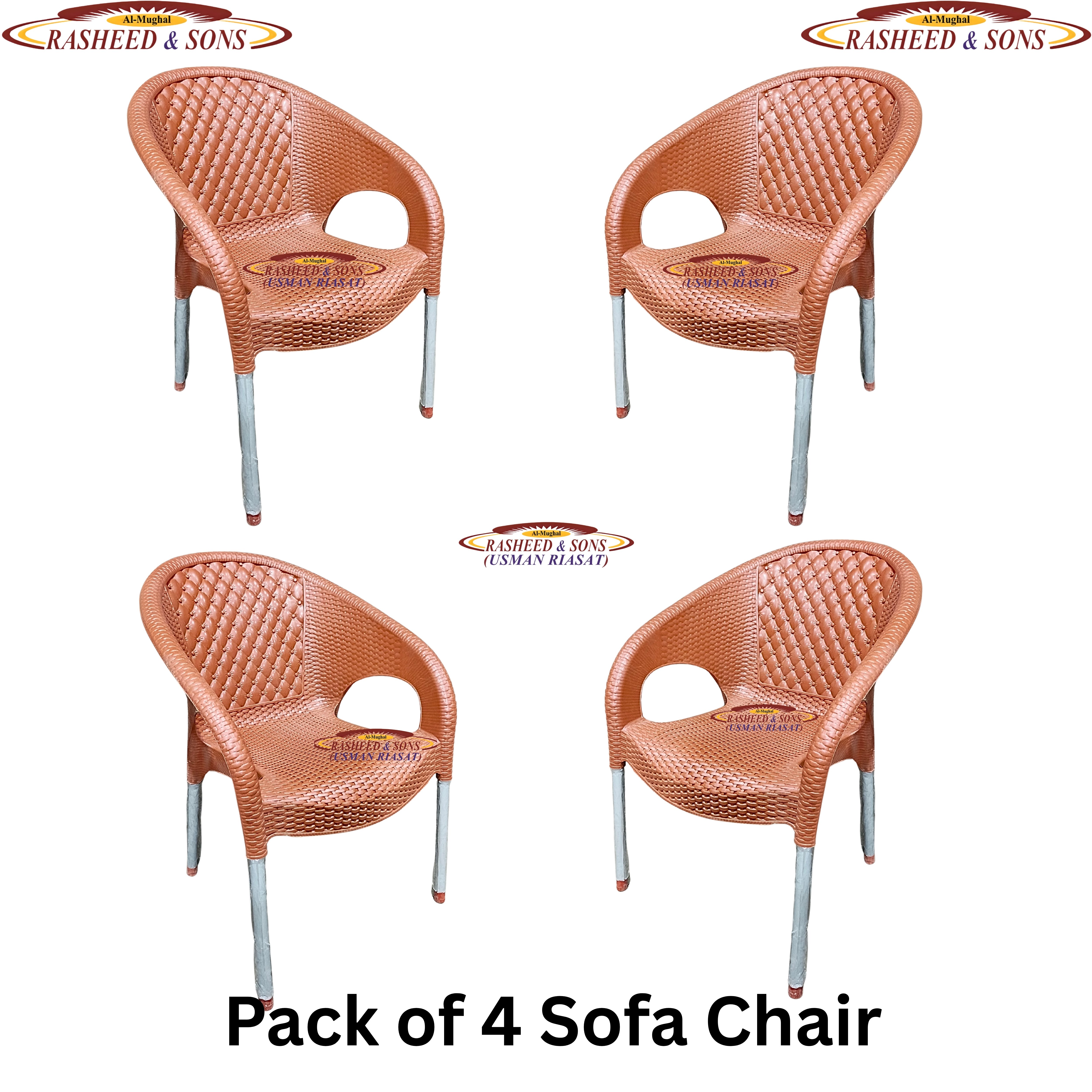 Luxury Rattan Style Plastic Chair with iron Legs – Heavy Duty Outdoor & Indoor Arm Chair for Garden, Patio, Lawn, Balcony & Living Room pack of 1,2,4,6 chairs set table fix or folding