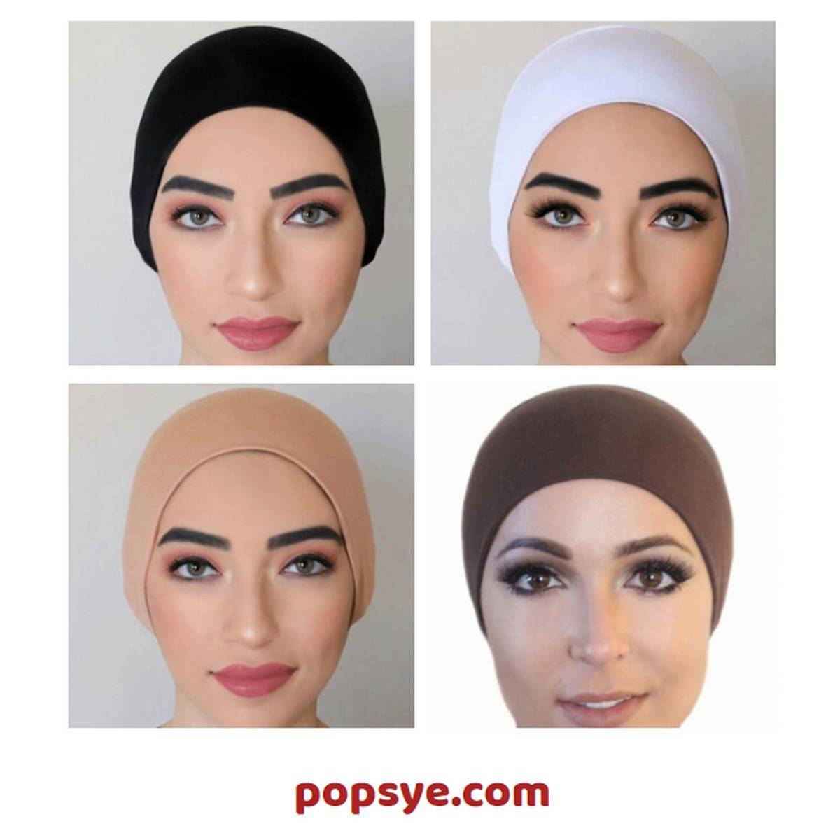 pack of 4 Plain Tube Muslim Headscarf Inner Hijab Caps Wraps Women Islamic Under Scarf Ninja Scarf Ramadan Stretch Cotton Bonnet Caps