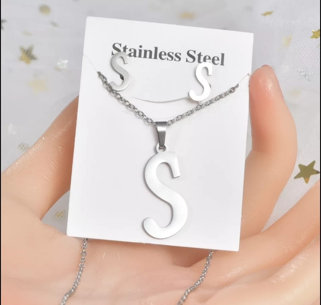 Alphabet Jewelry Set in Titanium Steel