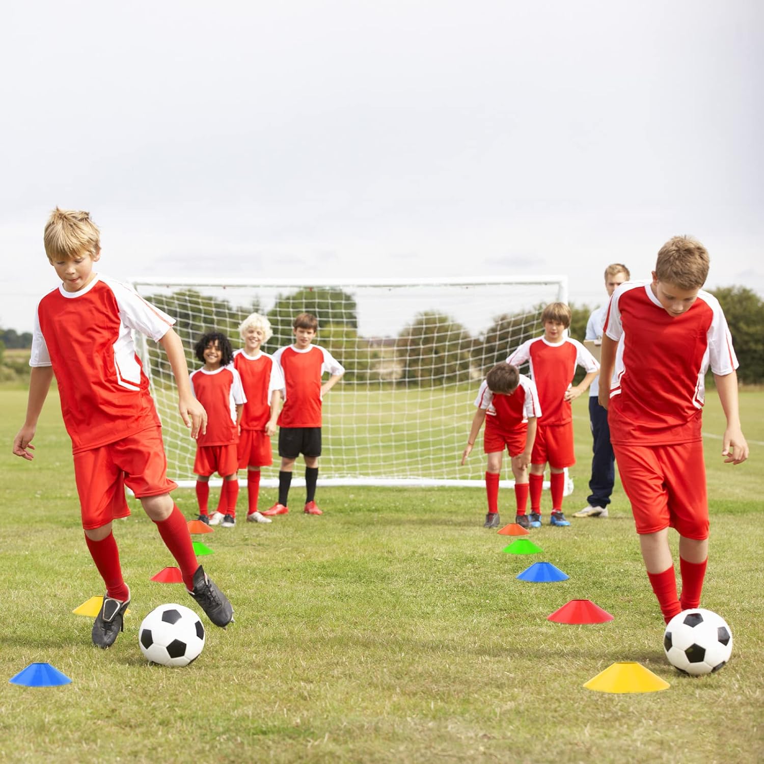 12 Pcs Football Training Cones - Football/Sports/Hockey/Road Marker, Safety and Goal Keeper shin Space Marking in the Ground