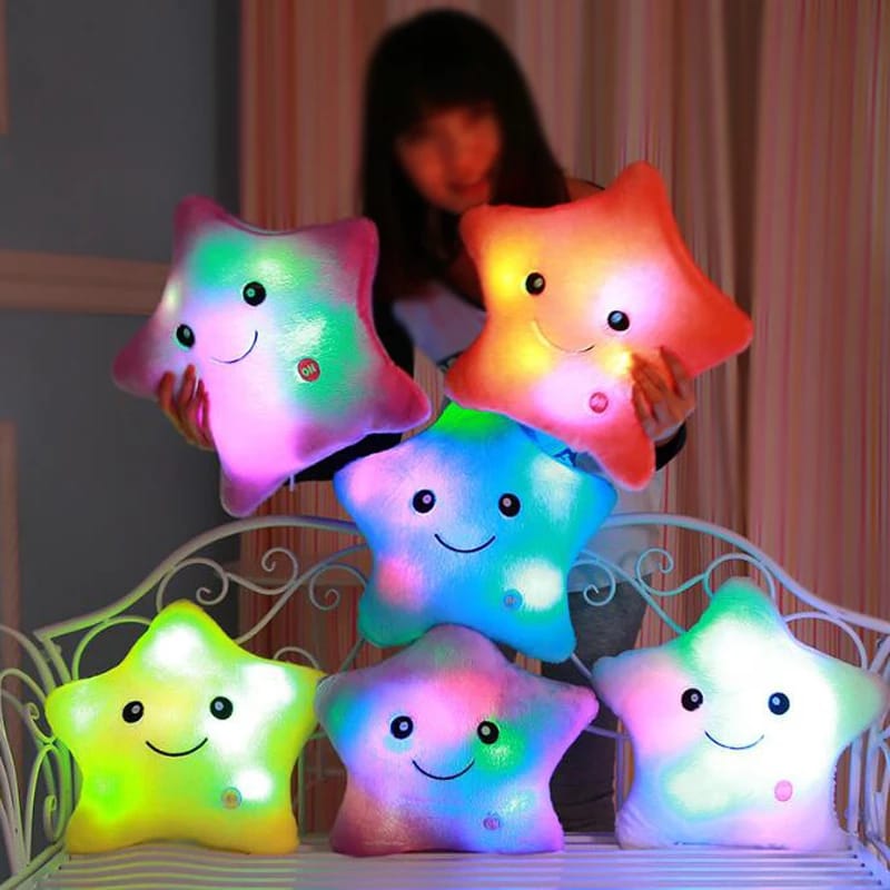 Willstar Creative Glowing Star Pillow Luminous Pillow Toys Soft Plush Star  Cushions LED Night Light Pillows 