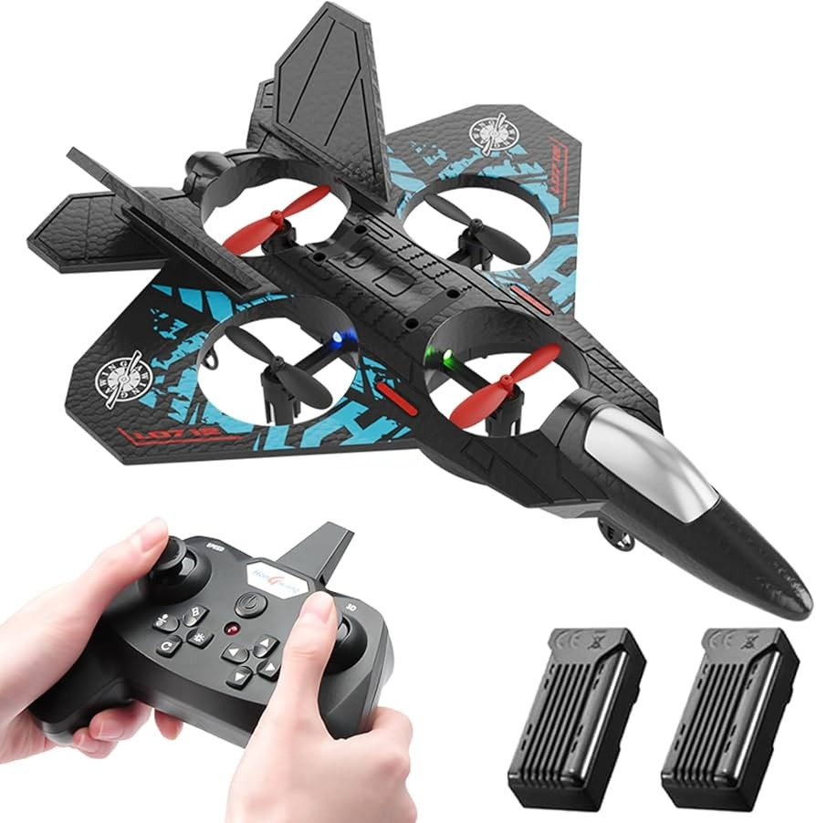 Remote Control Fighter Jet Airplane – 2.4G RC Foam Stunt Plane with LED Light, Durable Flying Toy Drone for Kids’ Entertainment