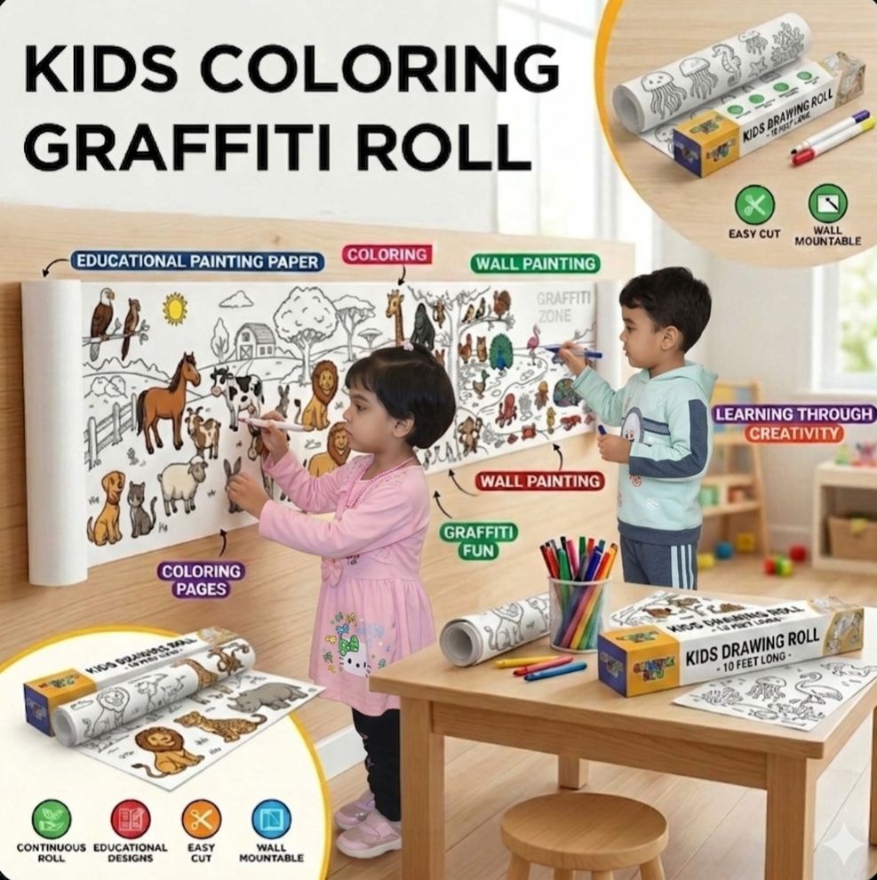 Kids Drawing Roll Coloring Paper 150x33CM Color Filling Graffiti Paper for Kids Wall Painting Paper Educational Toy