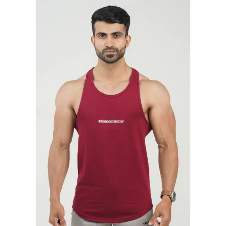 Men's Tank Tops Sleeveless Muscle Shirt Workout Fitness Gym Shirts - Maroon