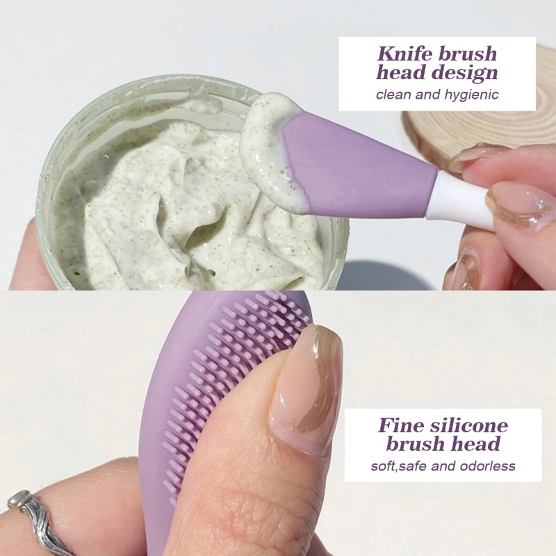 Premium Jade Gua Sha and Silicone Face Cleansing Brush Duo Pack - Anti-Aging, Brightening Skin Care Tool