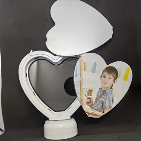 Magic Mirror Photo Frame for girls with round LED for wall, bedroom, wall set Imported Quality