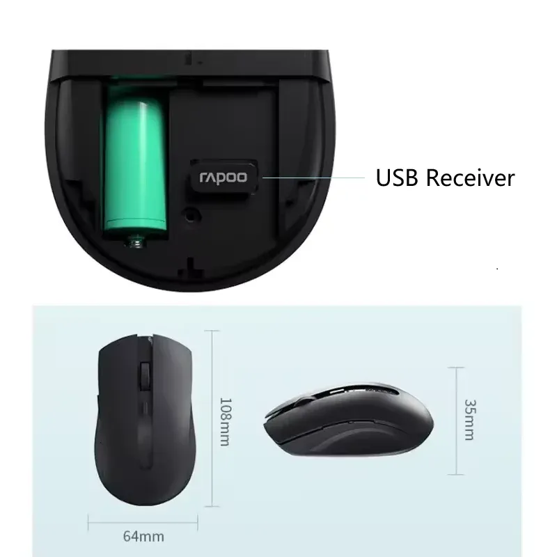 RAPOO M350 Silent Wireless Optical Mouse Black Bluetooth and 2.4G Dual Mode Connectivity Multi Devices 2400Dpi Adjustable 18 4767450dda53f8fe13041fe3c6f0881d