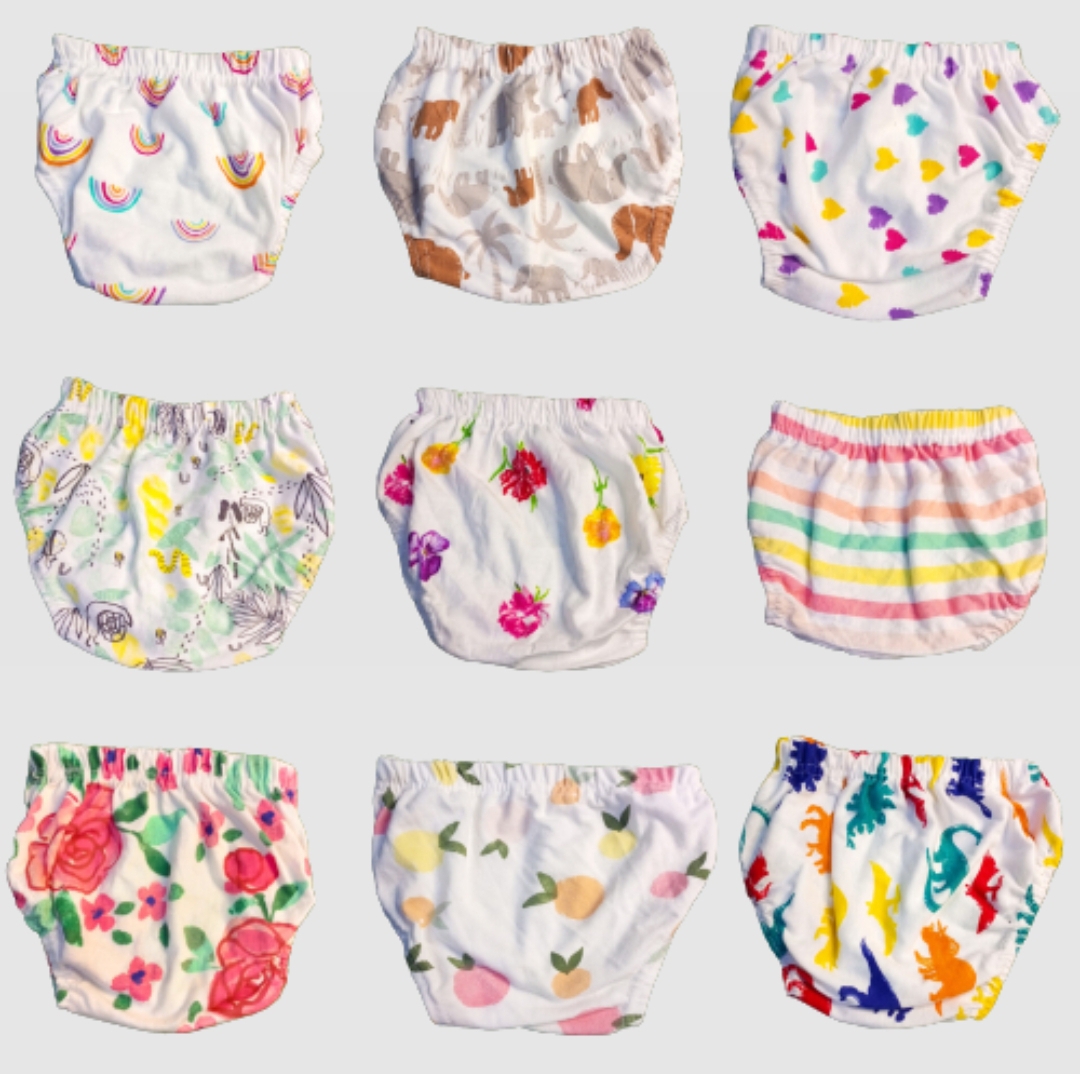 pack of 6 - kids Soft Cotton chaddi Diaper Cover Panties and with Elastic Waist & Leg in white  prints By Kids choice