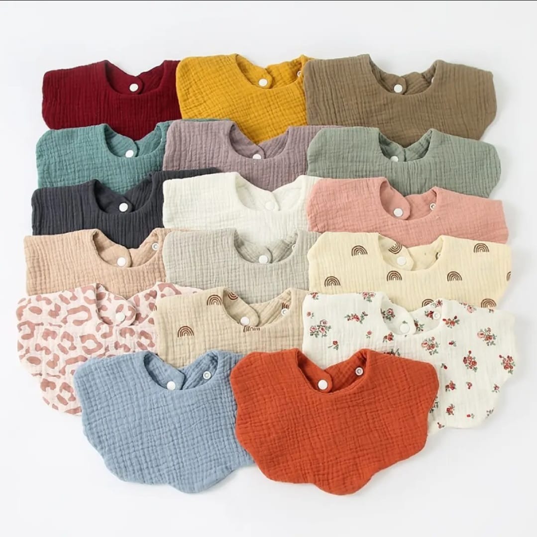 GP -Soft Cotton Gauze Baby Bibs Cute Solid Newborn Kids Bandana Bib Flower Burp Cloth Soft Infant Boys Girls Saliva Towel