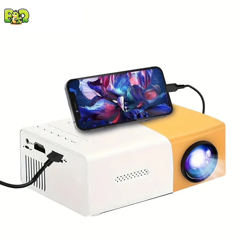 YG300 Mini LED Portable Projector – Micro HD 1080P Wireless Projector for Home Theater – Portable Movie Projector with HDMI USB AV Inputs