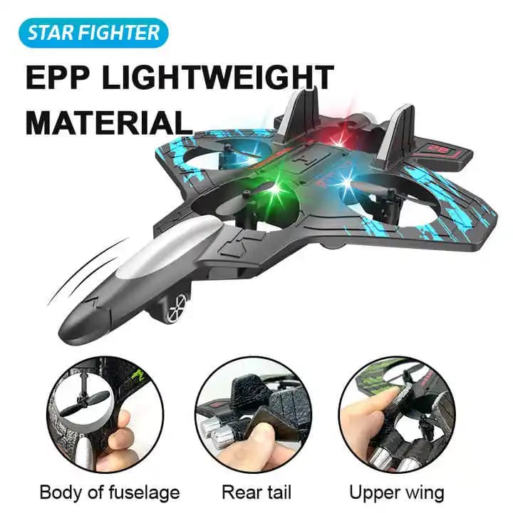 Remote Control RC Fighter Jet Plane Toy for Kids – 2.4GHz Wireless Aircraft with LED Lights  Rechargeable Battery Powered Airplane