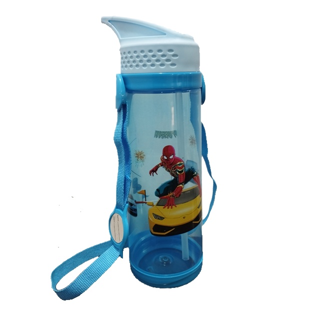 Bright Active Star 600ml Blue Spider-Man Character Transparent Plastic Water Bottle for Boys