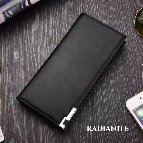 Men and women's Wallet Minimalistic Long PU Leather Bifold Purse with Clasp | Slim Card Holder for Business & Travel