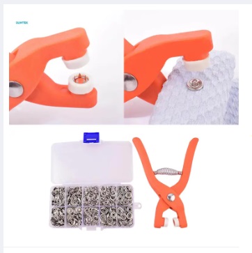 TICH BUTTON PLIER with 75Pcs Metal Snap Buttons Press Claw Buckle Plier Fasteners Kit DIY Clothes Bag Garment Installation Tool Sewing Accessories