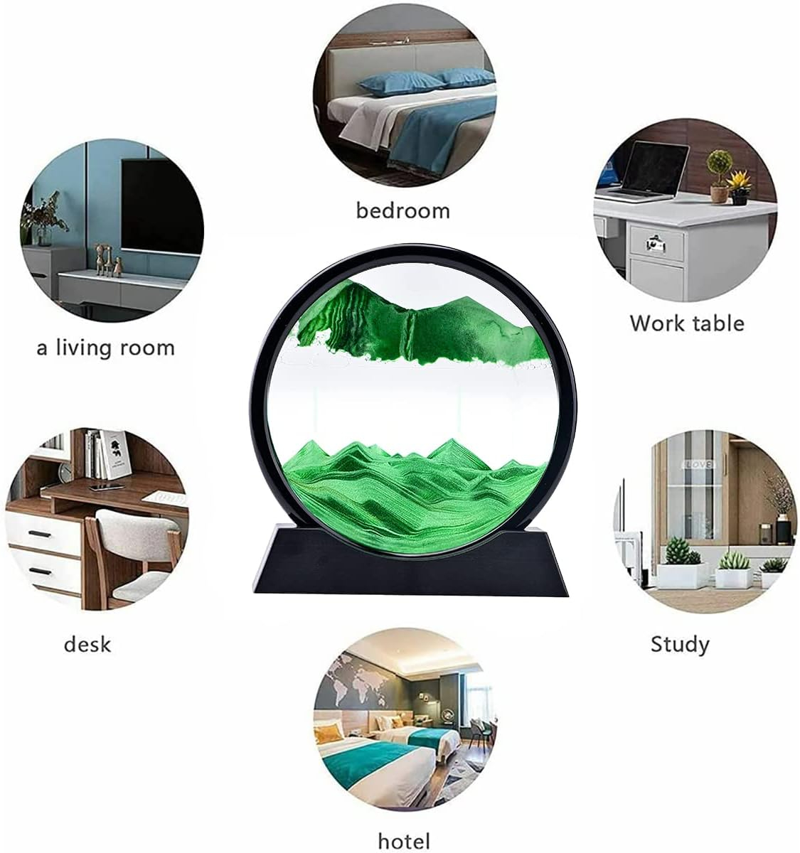 3D Moving Sand Art Picture, Sand Desk Lamp, Flowing Sand Painting Dynamic Night Light, Showpiece - Home Decoration Creative Landscape Liquid Motion Living Room Bedroom Aesthetic Table Lamp, Hourglass Desktop Decor for Home Office Sandscape Display – 7inch