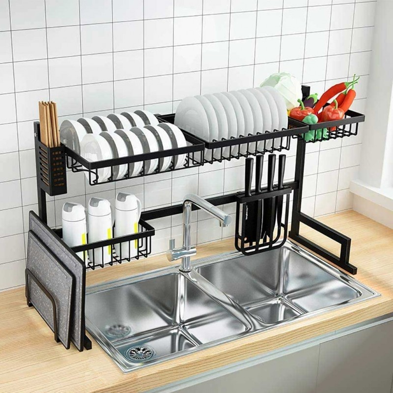 Expandable Over The Sink Dish Drainer - Stainless Steel Space Saving Drying Rack