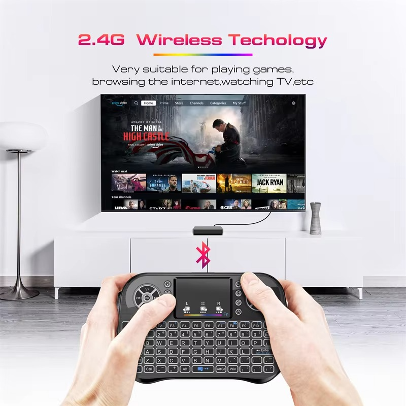i10 MINI Wireless Keyboard + Bluetooth Touchpad 7 Color Backlight Light 2.4GHZ Full Control For LCD / LED / TV / PC / Mobile / Laptop