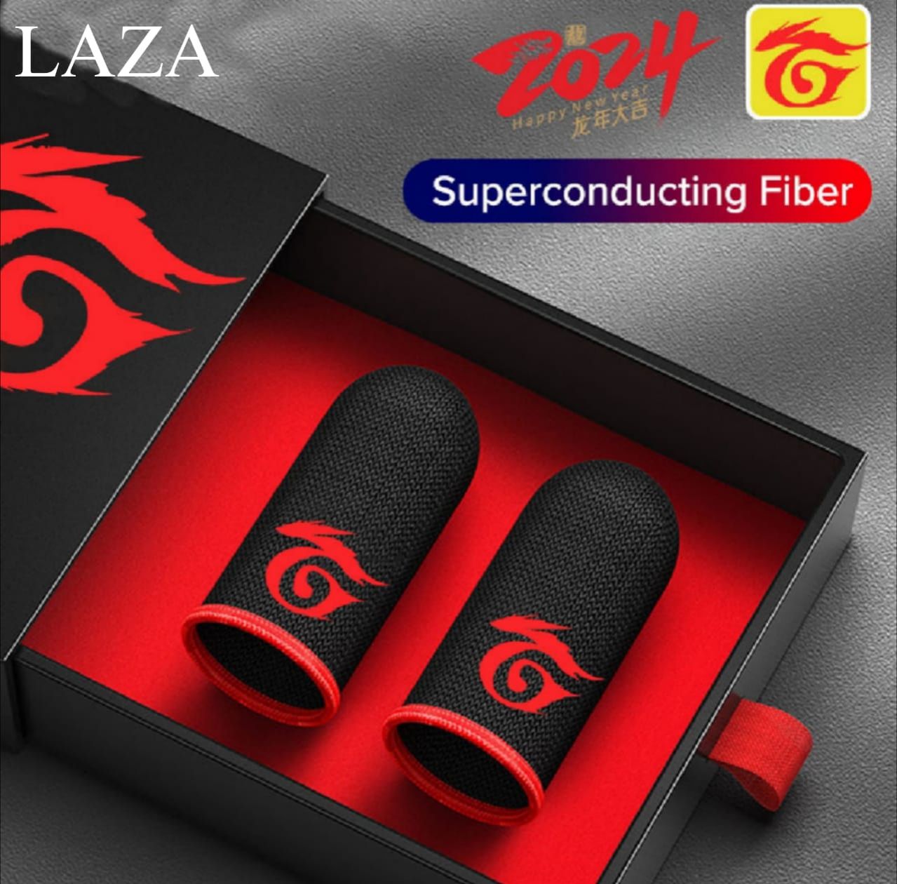 LAZA Free Fire Gaming Finger Sleeves 2PCS with Premium Storage Case | Super Conducting Fiber | Ultra Sensitive Touch | Sweat Proof | Mobile Gaming Accessories