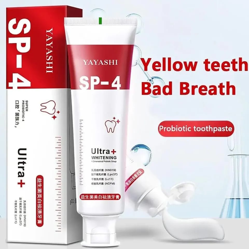 YAYASHI SP-4 Probiotic Whitening Toothpaste – Ultra+ Stain Removal, Fresh Breath & Dental Hygiene – Professional Care (120g)